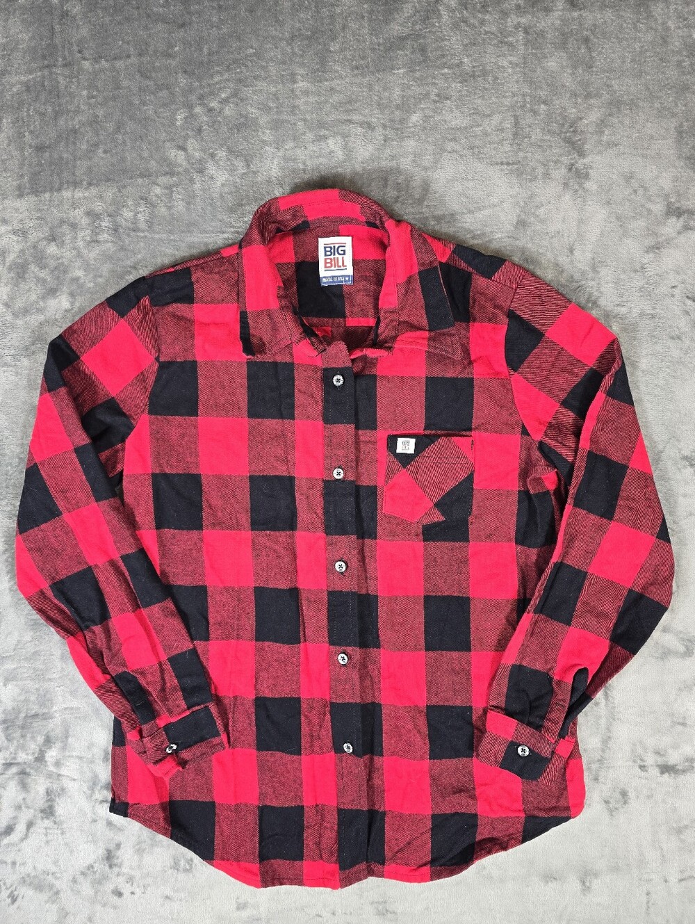 Big Bill Plaid Flannel Shirt Size Small Made In USA Red